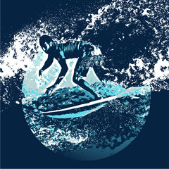 surf, ilustracion, olas, silueta, pegatina, surfista, vector	