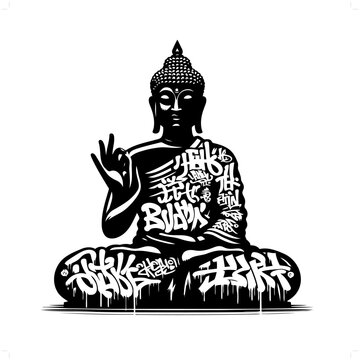recommend clip art: buddha silhouette, deity in graffiti tag, hip hop, street art typography illustration.