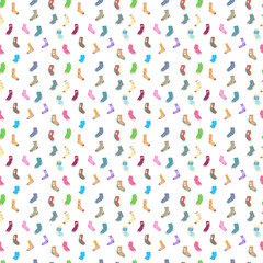 Illustration seamless wallpaper many colorful socks with different pattern. Vector illustration socks in a certain order cartoon wallpaper socks of different shapes lengths colors and patterns