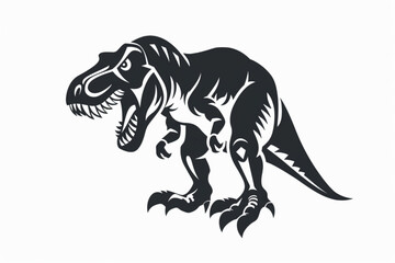 dinosaur icon illustration design, angry t-rex silhouette logo vector icon, white background, black colour icon