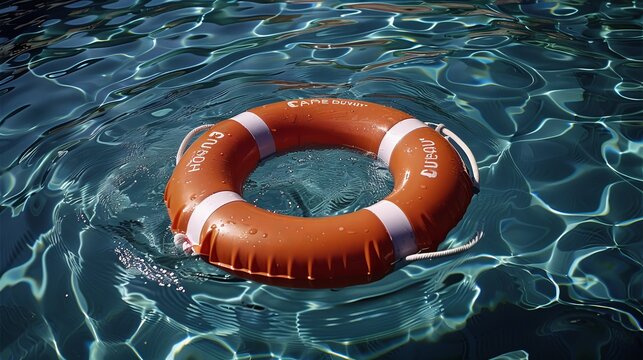 practicing life saving in a pool, swimming floater ring in swimming pool