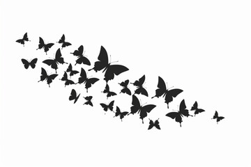flock of butterflies silhouette illustration vector icon, white background, black colour icon