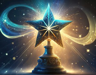 Double shooting star trophy or ornament in creative lighting