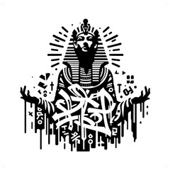 Fototapeta na wymiar Osiris silhouette, deity in graffiti tag, hip hop, street art typography illustration.
