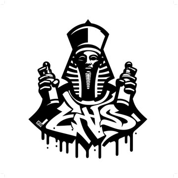 recommend clip art: Osiris silhouette, deity in graffiti tag, hip hop, street art typography illustration.