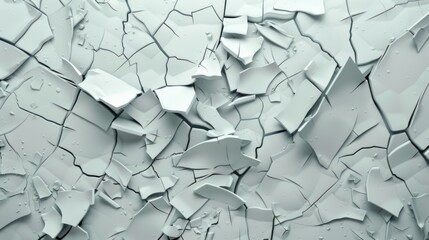 Abstract 3d rendering of cracked surface. Modern background design, wall destruction