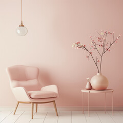 Flat background in light grey and soft peach shades, without patterns or textures, minimalist style