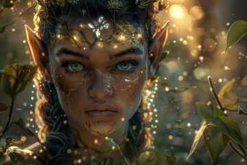  a beautiful fantasy elf girl in the forest. Fantasy, fairy tale.