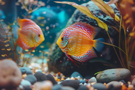 Discus fish serenity. Serenity in aquatic paradise