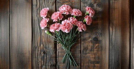 Pink Carnations on Weathered Wood
