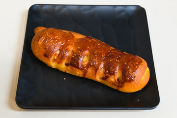 Turkish pastry product , tasty pogaca. Simit, gevrek. Turkish Pastries; peynirli, patatesli, kasarli pogaca, borek, acma, ay coregi at patisserie showcase.