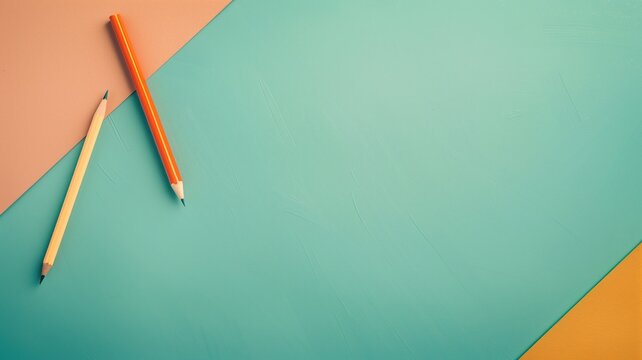 Two pencils on dual-toned background, one broken