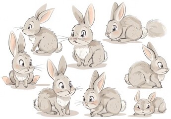 Fototapeta premium Cute bunnies: adorable bunny art featuring chubby cheeks, expressive eyes. Easter-themed content