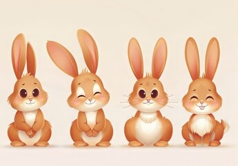 Cute bunnies: adorable bunny art featuring chubby cheeks, expressive eyes. Easter-themed content