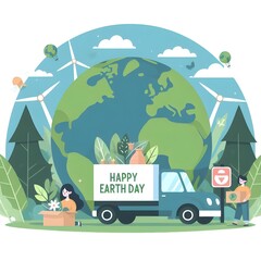 Obraz premium flat illustration for happy earth day celebration