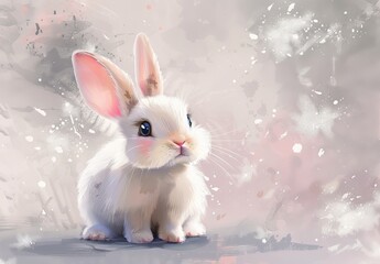 Cute bunnies: adorable bunny art featuring chubby cheeks, expressive eyes. Easter-themed content