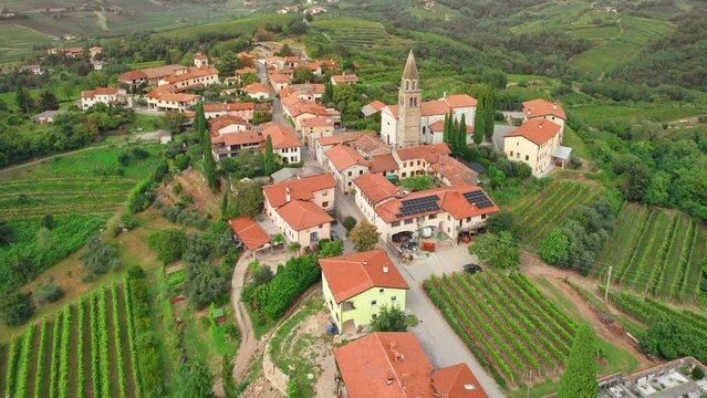 Biljana village and vineyards in Goriska Brda wine region, Slovenia