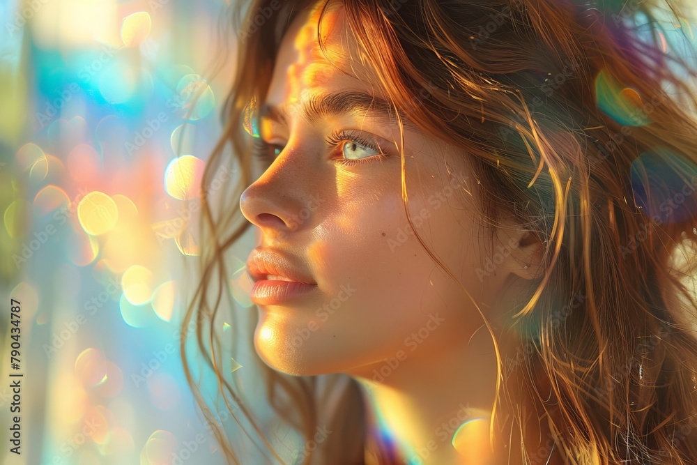 Poster this striking image captures a cascade of vivid bokeh lights creating a glowing abstract backdrop