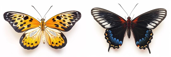 Two Beautiful Butterflies Isolated on a White Background