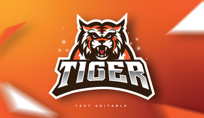 Yellow Tiger logo template with text editable