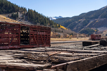 old railway car in a railyard