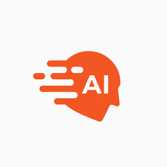 quick fast dash artificial intelligence ai human head think logo vector icon illustration - 790437726