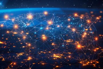 Obraz premium Digital map of world network created with generative ai