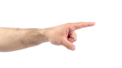 Finger points at something