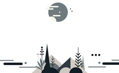 灰色の森と月の背景