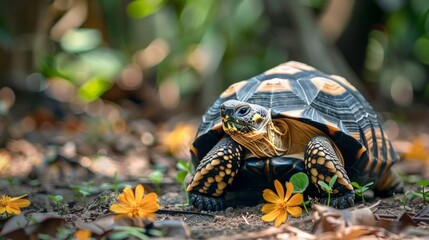 Turtle walking through soil