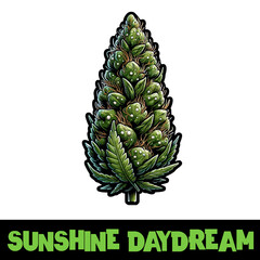 Vector Illustrated Sunshine Daydream Cannabis Bud Strain Cartoon
