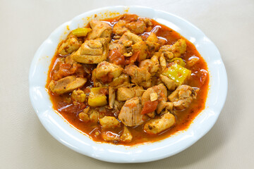 Sauteed chicken with carrots and peas ( Turkish ; Et, Tavuk Sote, guvec  )