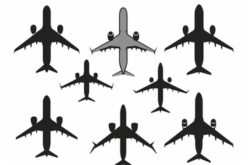 Simple Flat Plane Icon Illustration Design, Silhouette Plane Symbol Collection Template Vector vector icon, white background, black colour icon