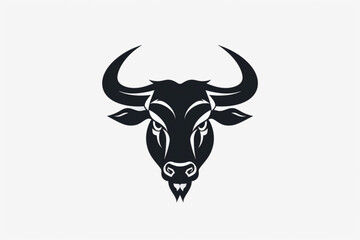 simple bull icon illustration vector, buffalo bison taurus logo design vector icon, white background, black colour icon