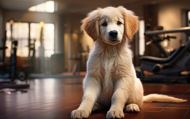 Whimsical wonder: adorable animation brings to life a cute and funny golden retriever puppy in a...