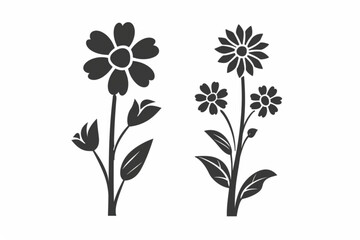 simple flower icon illustration vector vector icon, white background, black colour icon