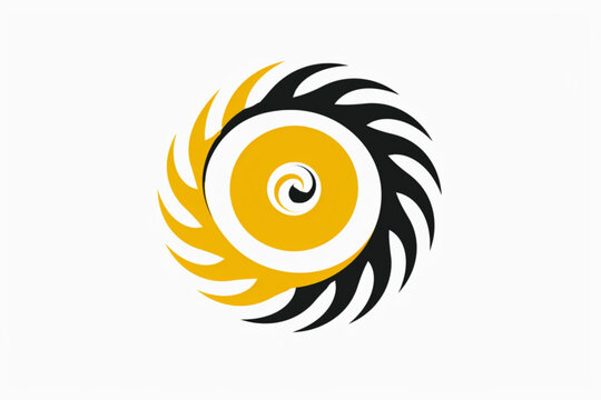 simple yellow spiral sun icon illustration vector vector icon, white background, black colour icon
