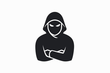 simple thief icon illustration design, flat thief symbol vector icon, white background, black colour icon