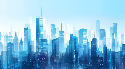 Fototapeta premium A city skyline with skyscrapers representing various financial institutions, banks, and real estate companies