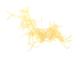 Tasty grated cheese isolated on white. Dairy product