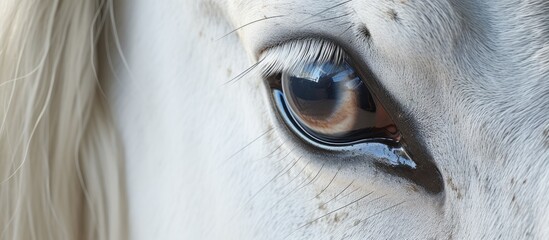 Close-up of white horse's eye