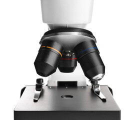 Modern microscope isolated on white. Medical equipment