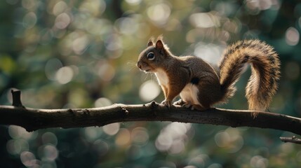 Squirrel searching on a branch
