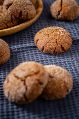 A group of Warm Homemade Gingersnap Cookies