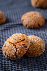 A group of Warm Homemade Gingersnap Cookies