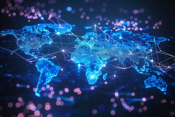 Digital map of world network created with generative ai