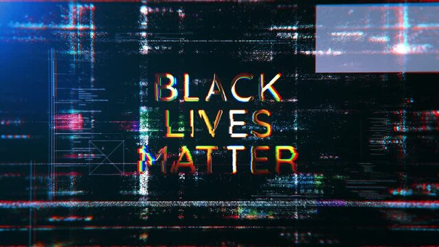 Black Live Matter gold glitch text word effect animation cinematic title abstract background . Black Live Matter glitch effect element for intro, title banner. 