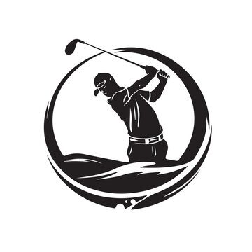 Golf sport in cartoon, doodle style . Image for t-shirt, web, mobile apps and ui. Isolated 2d vector illustration in logo, icon, sketch style, Eps 10, black and white. AI Generative