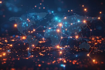 Obraz premium Digital map of world network created with generative ai