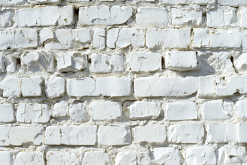 Fototapeta premium White Painted Brick Wall, Textured Background, Construction and Design